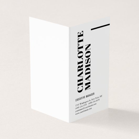 Modern Simple Black White Trendy Minimalist Plain  Visitekaartjes (Buitenkant)