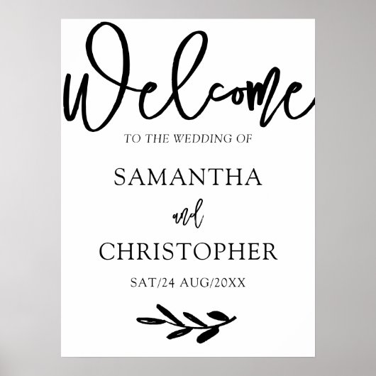 Modern Simple Black & White Welcome Weddenschap Poster (Voorkant)