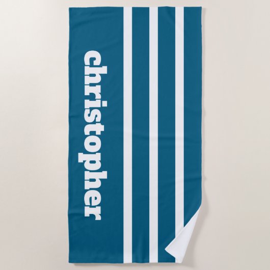 Modern Simple Blue Pool Monogram Name Strandlaken (Voorkant)