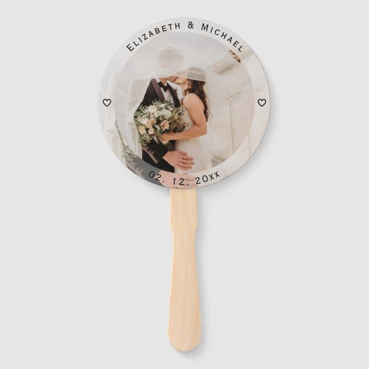 Modern Simple Bride and Groom Photo Wedding Favor Handwaaier (Voorkant)