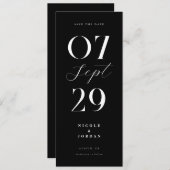 Modern Simple Chic Black en White Wedding Save The Date (Voorkant / Achterkant)