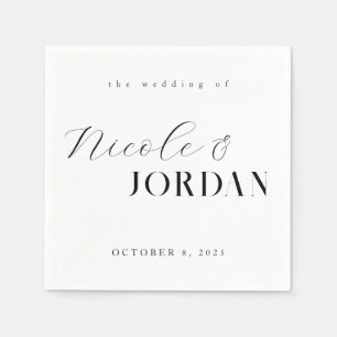 Modern Simple Chic Black en White Wedding Servet
