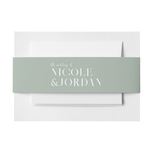 Modern Simple Chic Sage Green Wedding Uitnodigingen Wikkel (Voorkant Voorbeeld)