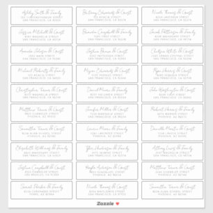 Modern Simple Chic Wedding Guest Names Address Sticker