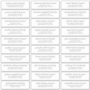 Modern Simple Chic Wedding Guest Names Address Sticker