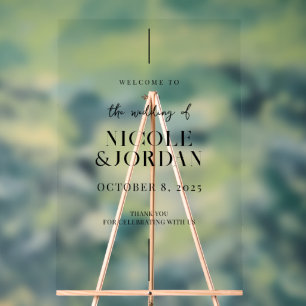 Modern Simple Chic Wedding Welkom Acryl Bord