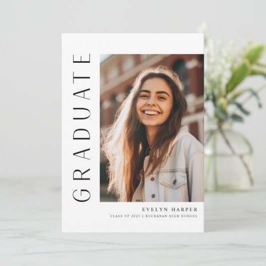 Modern Simple College High School Photo Afstuderen Aankondiging (Staand voorkant)