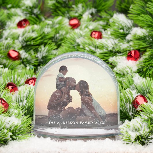 Modern Simple Create Your Own 2 Photo Keepsake Sneeuwbol (Kerstmis)