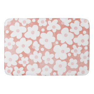 Modern Simple Daisies Pastel Pink Terracotta Badmat