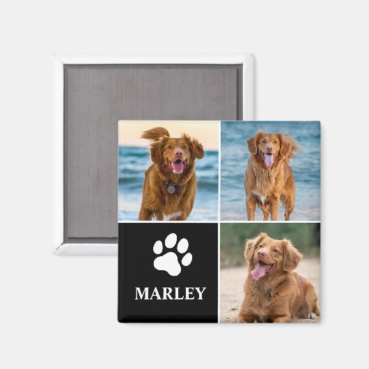 Modern Simple Dog Lover Custom Photo Collage Pet Magneet (Voorkant / Achterkant)