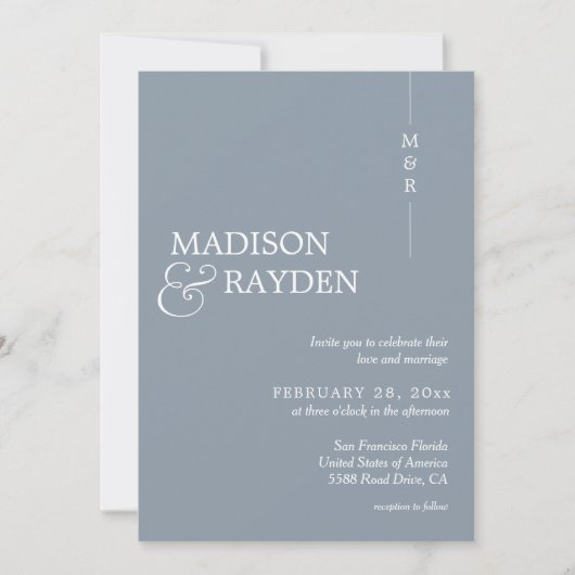 Modern Simple Dusty Blue QR Code Weduwschap Kaart (Voorkant)