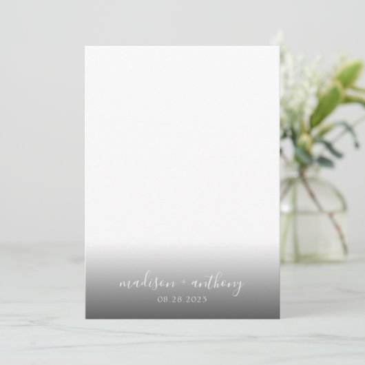 Modern Simple Dusty Blue Script Photo Wedding Kaart (Staand voorkant)