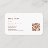 Modern Simple Dusty Orange Flower Line Art QRCode Visitekaartje (Achterkant)