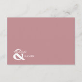 Modern Simple Dusty Roos Script in White Wedding Informatiekaartje (Achterkant)