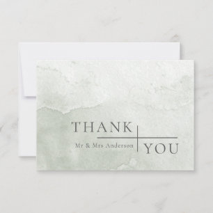 Modern Simple Dusty Sage Waterverf Wedding Bedankkaart