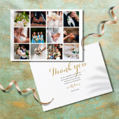 Modern Simple Elegant 12 Photo Collage Wedding Bedankkaart