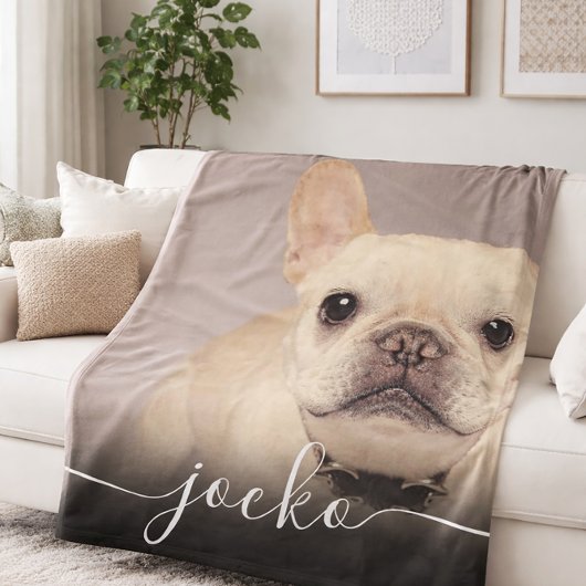 Modern Simple Elegant Chic Pet Photo Text Fleece Deken