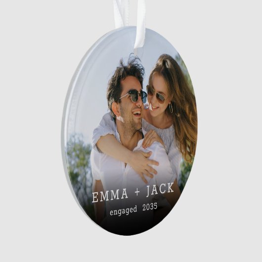 Modern Simple Elegant Engagement Photo Keepsake Ornament (voorkant)