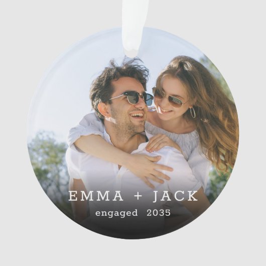 Modern Simple Elegant Engagement Photo Keepsake Ornament (voorkant)