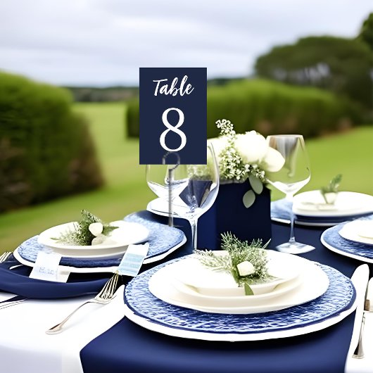 Modern Simple Elegant Navy Blue Wedding Kaart