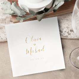 Modern simple elegant script couples names wedding folie servetten