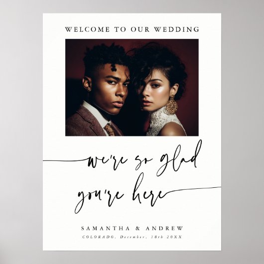 Modern Simple Elegant Script Wedding Photo Sign Poster (Voorkant)