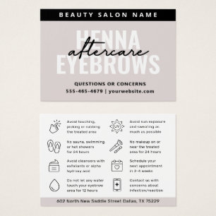 Modern Simple Eyebrow Tint Henna Brows Aftercare Visitekaartje