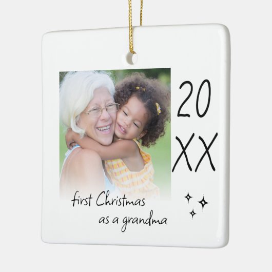 Modern Simple First Christmas As Grandma Photo Keramisch Ornament (Links)