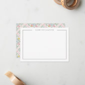 Modern Simple Floral Name Flat Note Card Notitiekaartje (Voorkant / Achterkant in situ)