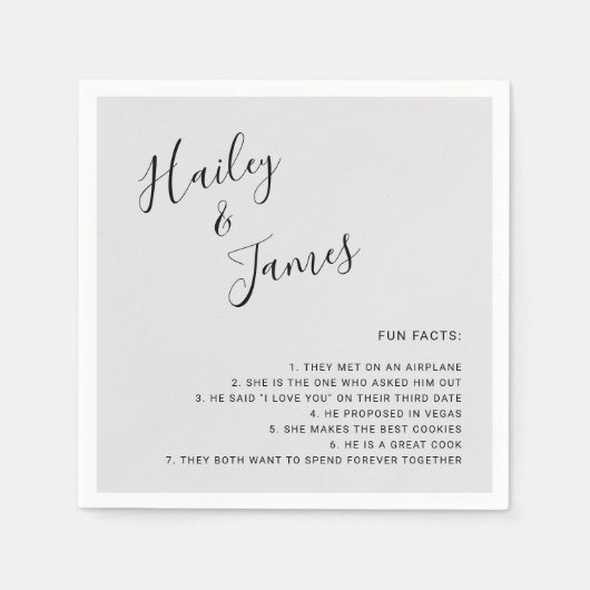 Modern Simple Fun Feit Grey Silver Wedding Servet (Voorkant)