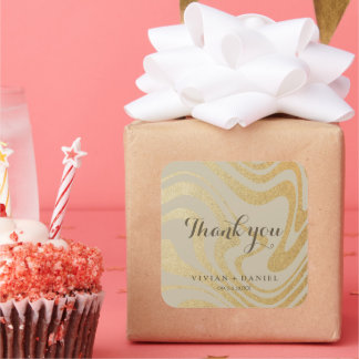 Modern Simple Gold Minimalist Wedding Vierkante Sticker