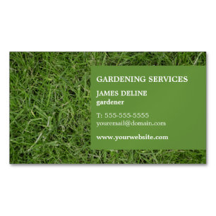 Modern Simple Green Grass Gardener Visitekaartje Magneet
