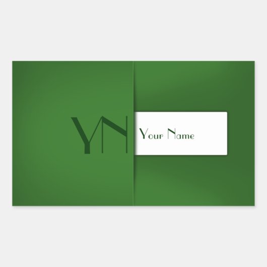 Modern Simple Green Monogram Name Rechthoekige Sticker (Voorkant)