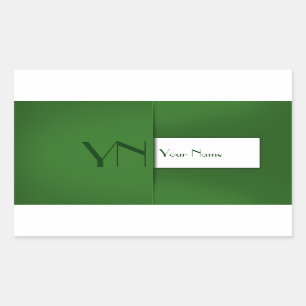 Modern Simple Green Monogram Name Rechthoekige Sticker