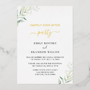 Modern Simple Greenery Wedding Reception Folie Uitnodiging