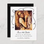 Modern Simple Handwriting Wavy Lines Wedding Save The Date (Voorkant / Achterkant)