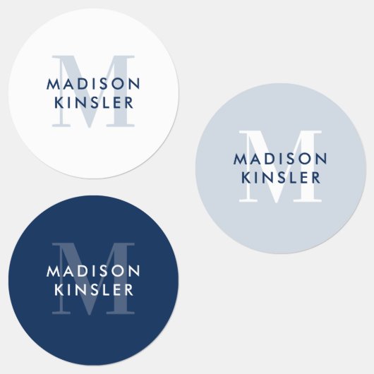 Modern Simple Initiaal Boho Blue Waterproof Name Labels (Groep)