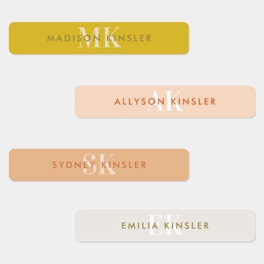 Modern Simple Initiaal Boho Waterproof Name Labs Labels (Groep)