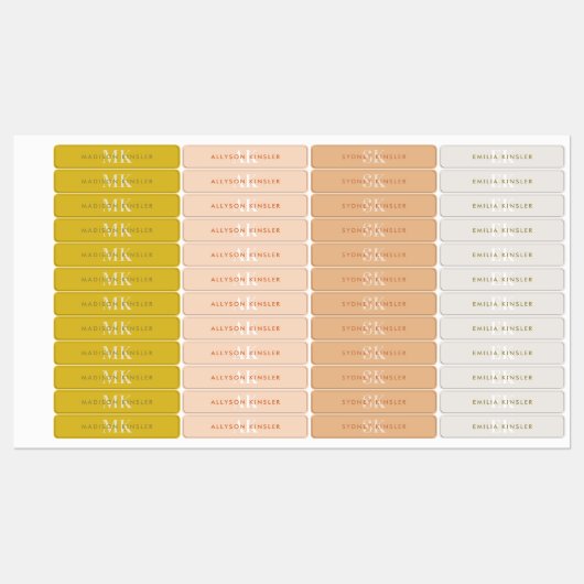 Modern Simple Initiaal Boho Waterproof Name Labs Labels (Vel)