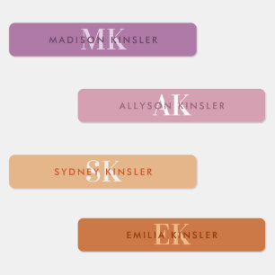 Modern Simple Initiaal Paars Boho Waterbestendige  Labels