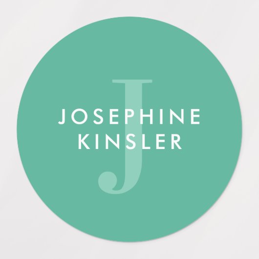 Modern Simple Initiaal Turquoise Waterproof Name Labels (Design 2)