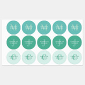 Modern Simple Initiaal Turquoise Waterproof Name Labels (Vel)