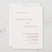 Modern Simple Ivory Taupe Photo Wedding Kaart (Voorkant)
