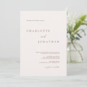 Modern Simple Ivory Taupe Photo Wedding Kaart (Staand voorkant)