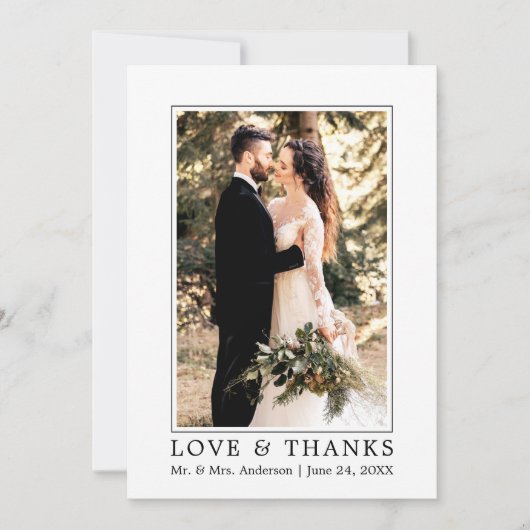 Modern Simple Love and Bedankt Wedding Photo (Voorkant)