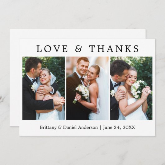 Modern Simple Love and Merci 3 Mariage photo (Devant / Derrière)