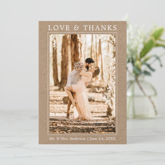 Modern Simple Love Bedankt Weddenschap Foto Kraft (Staand voorkant)