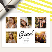 Modern Simple Minimalist 5Photo Collage Graduation Aankondiging