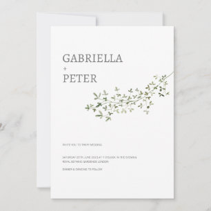 Modern Simple Minimalist Leaf Branch Wedding Invi Kaart