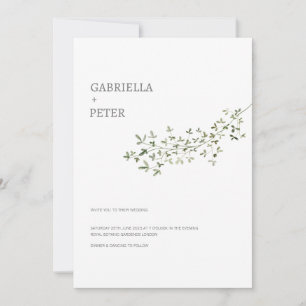 Modern Simple Minimalist Leaf Branch Wedding Kaart